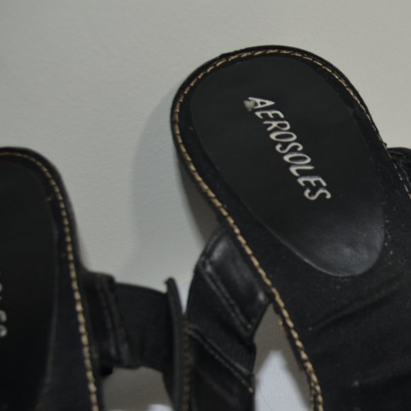 Aerosoles Charlotte Black Strap Summer Heels - Picture 6 of 10